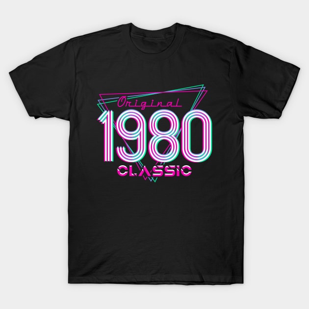 Born In 1980 Throwback Birthday T-Shirt by PinkInkArt